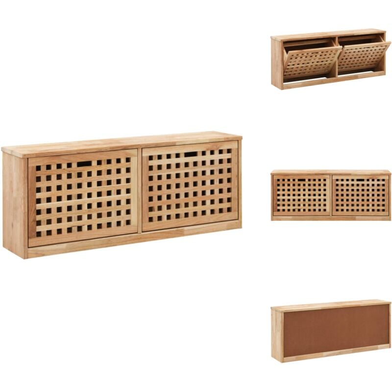 Banc de rangement de chaussures 94x20x38cm Bois massif de noyer - Meuble De Rangement Chaussures - Banc Chaussure - Range Chaussures - Rangement