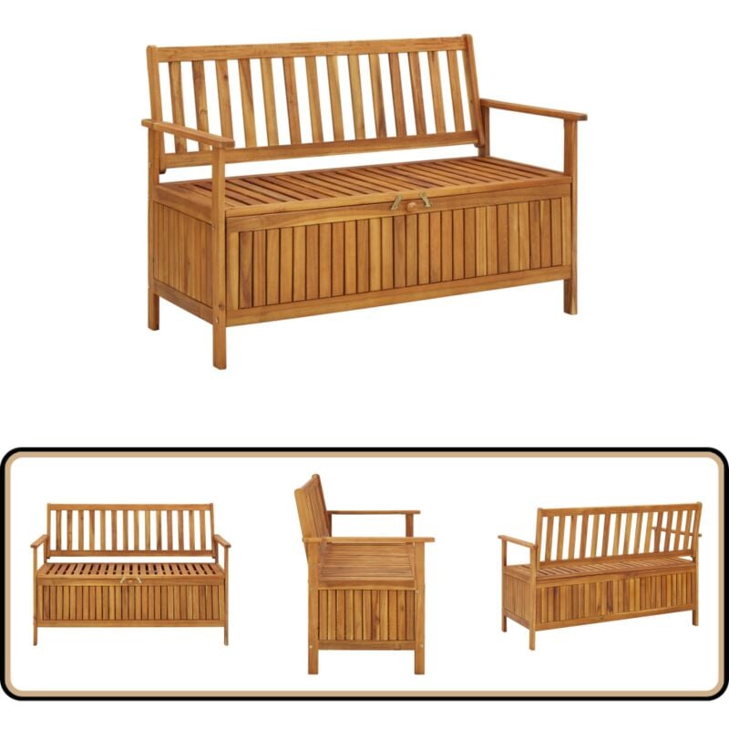 Banc de rangement de jardin 120 cm bois d'acacia solide - Banc De Jardin - Banc De Rangement - Mobilier De Jardin - Acacia - Meuble Extérieur