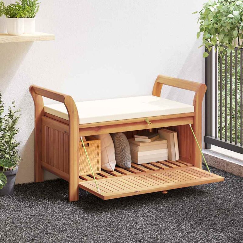 Vidaxl - Banc de rangement de jardin avec coussin 91 cm Bois d'acacia