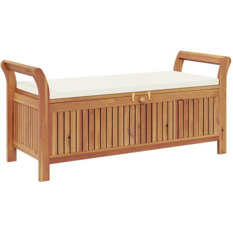 Banc de rangement de jardin avec coussin 126 cm Bois d'acacia