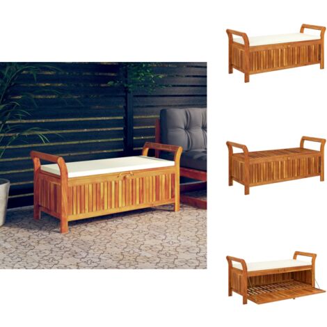 Banc de rangement de jardin avec coussin 126 cm Bois d'acacia - Banc De Jardin - Meuble De Jardin - Mobilier De Jardin - Banc De Rangement - Rangement Extérieur
