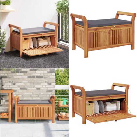 Banc de rangement de jardin avec coussin 91 cm Bois d'acacia - Banc De Jardin - Meuble De Jardin - Mobilier De Jardin - Banc De Rangement - Acacia - Home & Living