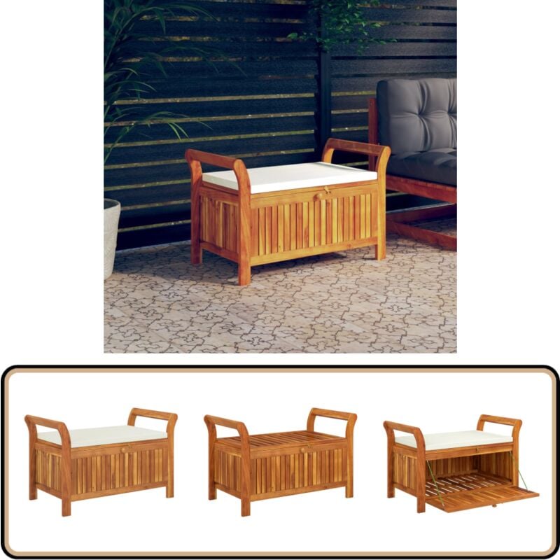 Vidaxl - Banc de rangement de jardin avec coussin 91 cm Bois d'acacia - Banc De Jardin - Meuble De Jardin - Mobilier Extérieur - Rangement Jardin