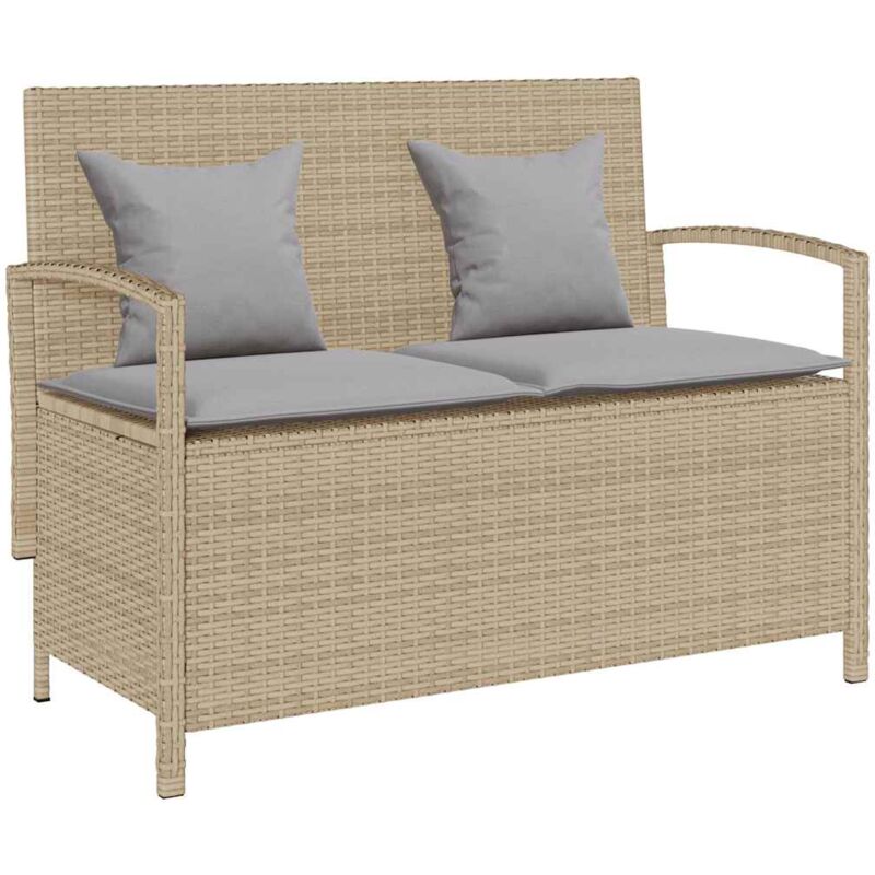 Vidaxl - Banc de rangement de jardin avec coussin beige résine tressée