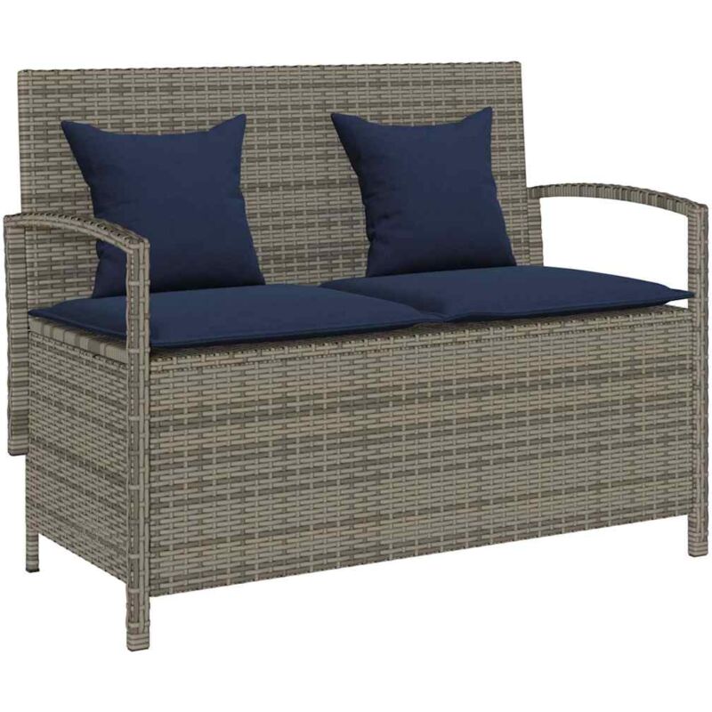 Vidaxl - Banc de rangement de jardin avec coussin gris résine tressée