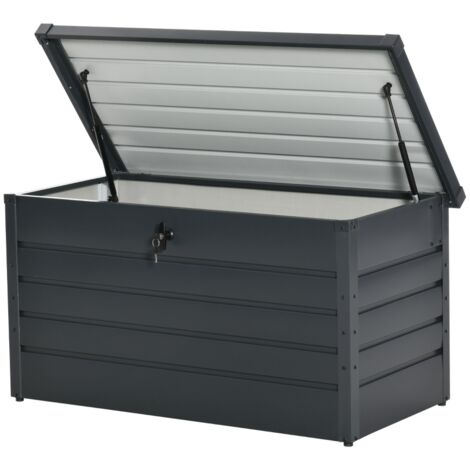 Banc de rangement de jardin avec serrure et clé en acier 120 x 62 x 62 cm gris