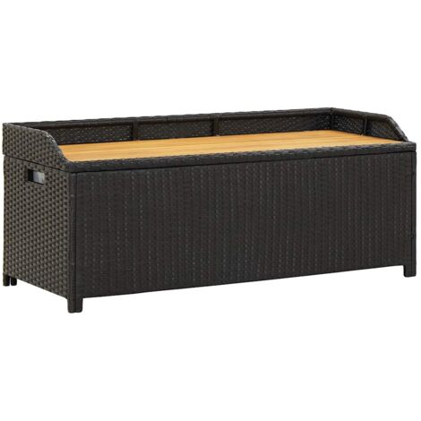 Banc de rangement de jardin  Coffre de rangement 120 cm Résine tressée Noir 58138
