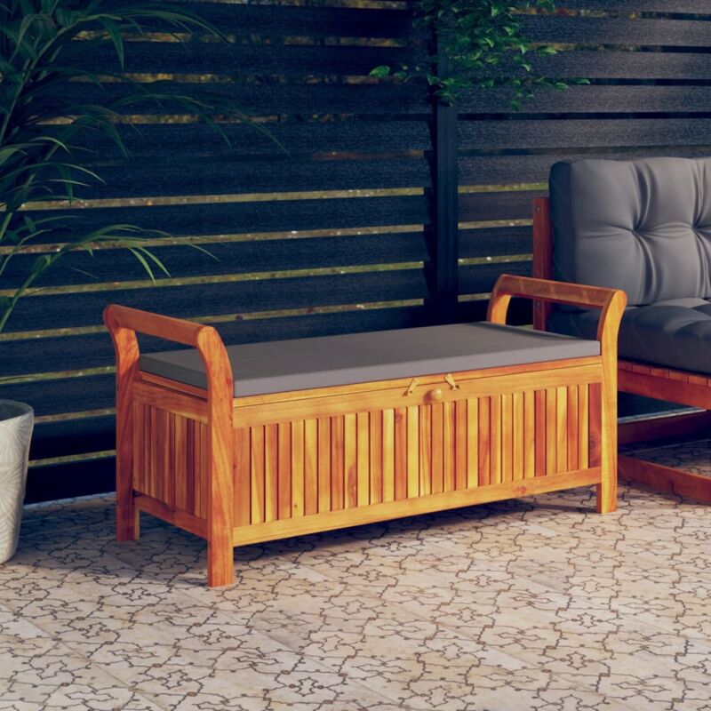 Maison Chic - Banc de rangement de jardin Coffre de rangement avec coussin 126 cm Bois d'acacia 66251