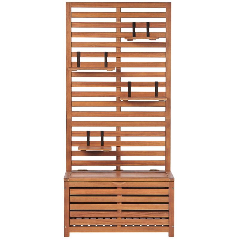 Beliani - Banc de Rangement Extérieur avec Étagères Murales en Bois d'Acacia 80 cm Matino