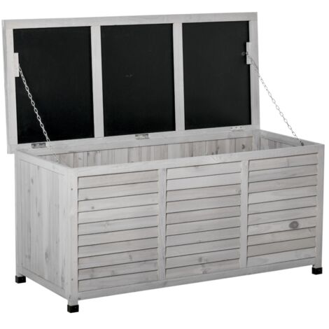 Banc de rangement en bois de sapin, coffre de rangement extérieur avec pieds antidérapants 127 x 56 x 60 cm, gris