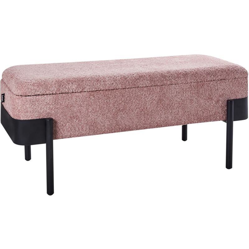 Beliani - Banc de Rangement en Tissu Rembourré Pieds Couleur Noir Rose Warren
