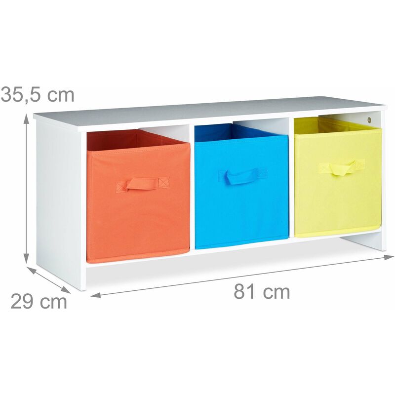 banc de rangement enfant caisse à jouets colorée banc en bois boîte à jouets pliable 81 cm blanc