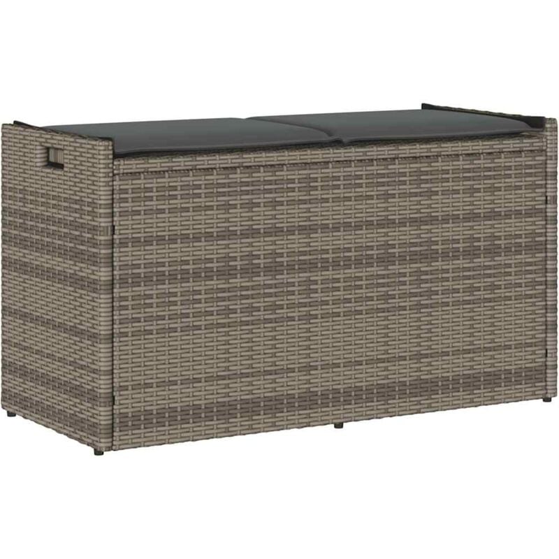 Vidaxl - Banc de rangement extérieur coussin gris 100 cm résine tressée