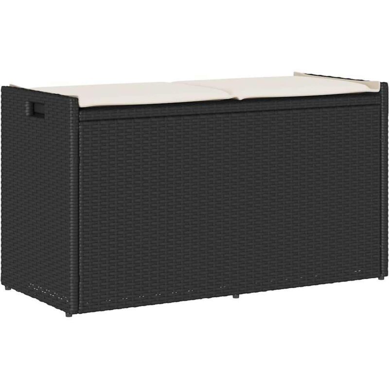 Vidaxl - Banc de rangement extérieur coussin noir 100 cm résine tressée
