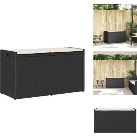Banc de rangement extérieur coussin noir 100 cm résine tressée - Banc De Rangement Extérieur - Bancs De Rangement Extérieur - Banc De Rangement De Jardin - Siège De Rangement De Jardin