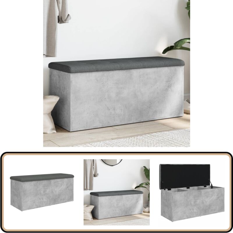 Vidaxl - Banc de rangement gris béton 102x42x45 cm bois d'ingénierie - Banc Coffre - Banc Rangement - Banc Entrée - Meuble Rangement - Mobilier