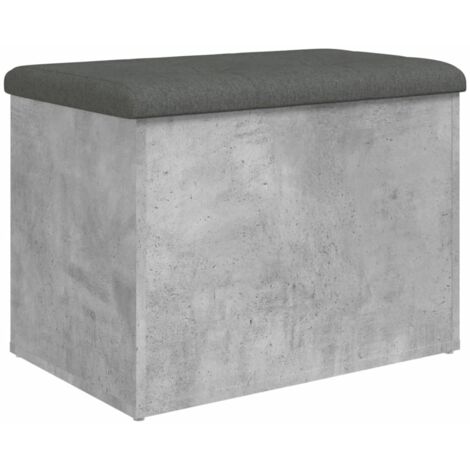 Banc de rangement gris béton 62x42x45 bois d'ingénierie