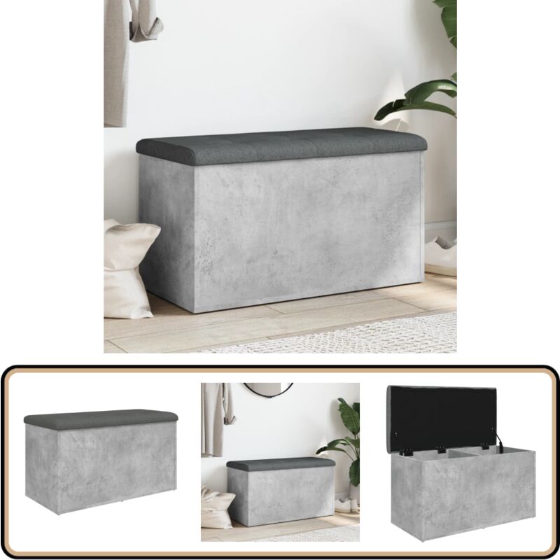 Vidaxl - Banc de rangement gris béton 82x42x45 cm bois d'ingénierie - Banc Coffre - Banc Rangement - Banc Entrée - Meuble Rangement - Mobilier