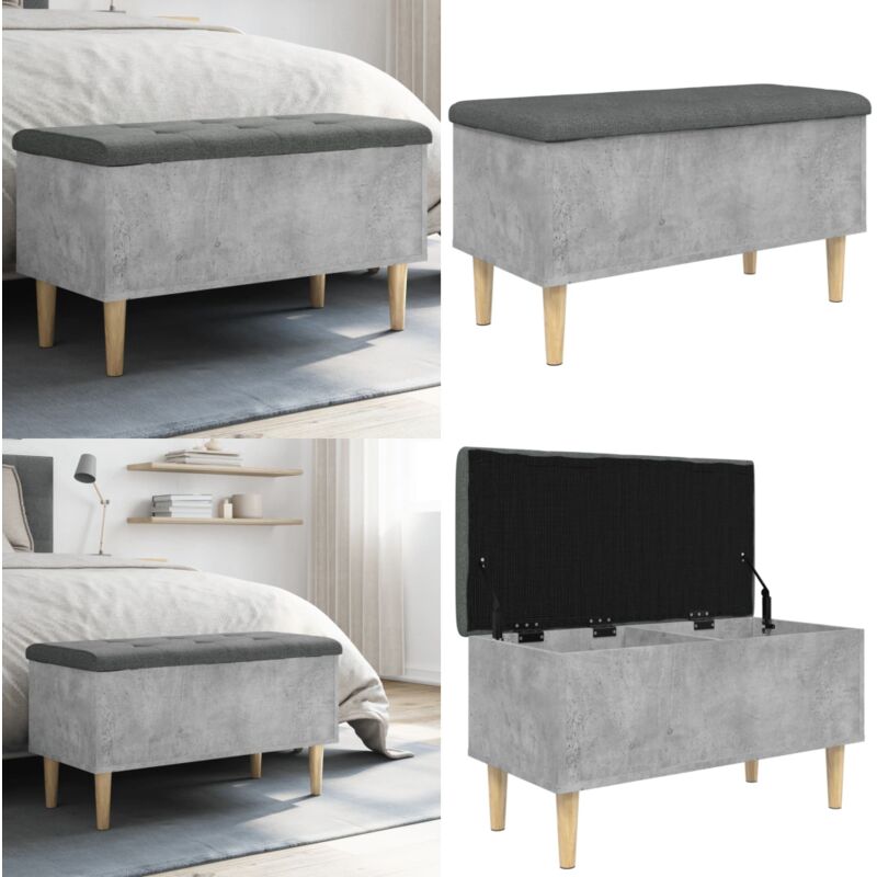 Vidaxl - Banc de rangement gris béton 82x42x46 cm bois d'ingénierie - Banc Coffre - Banc Rangements - Banc Entrée - Meuble Rangement - Mobilier