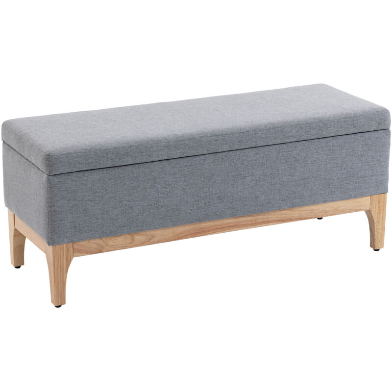 Banc de rangement - HOMCOM - couvercle amovible - style scandinave - en tissu lin - 110x39x45cm - gris