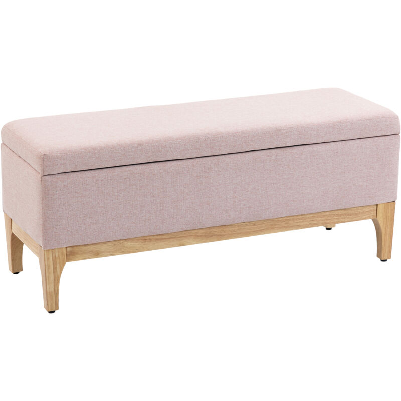 Banc de rangement - HOMCOM - couvercle amovible - style scandinave - en tissu lin - 110x39x45cm - rose