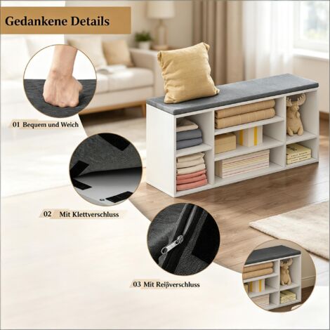 Banc de rangement indépendant,banc d’entrée,armoire hall avec coussin
