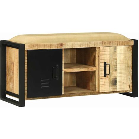 Banc de rangement Marron Bois de manguier massif CFW244943