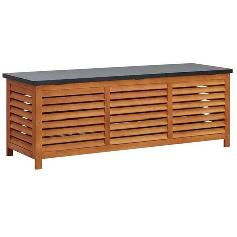 Banc de rangement métal et eucalyptus massif clair Amty 150cm