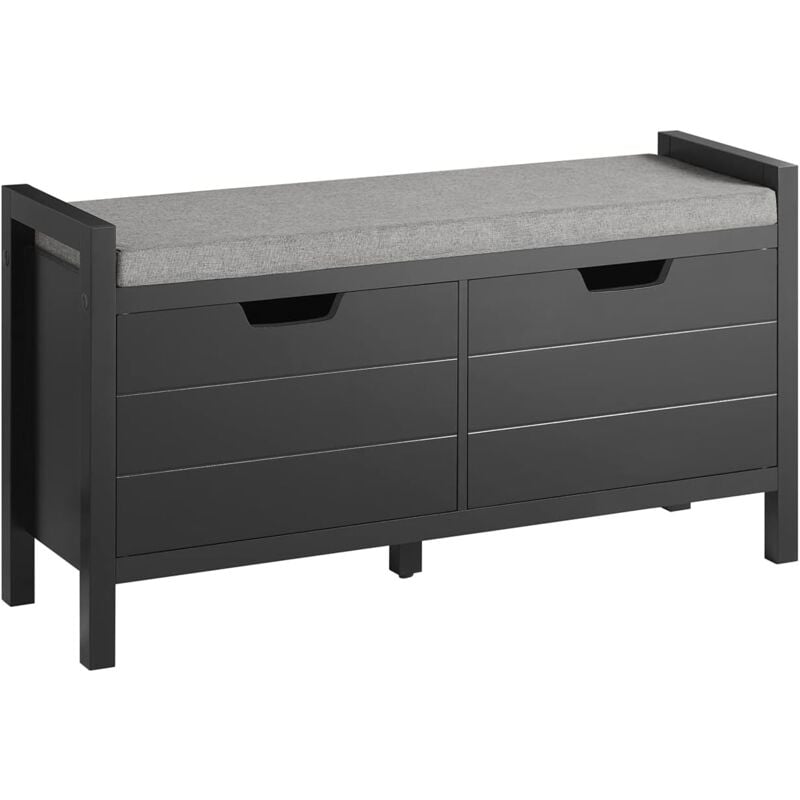 Banc de Rangement Meuble Bas Entrée avec Coussin Rembourré et 2 Portes Sobuy FSR63-SCH