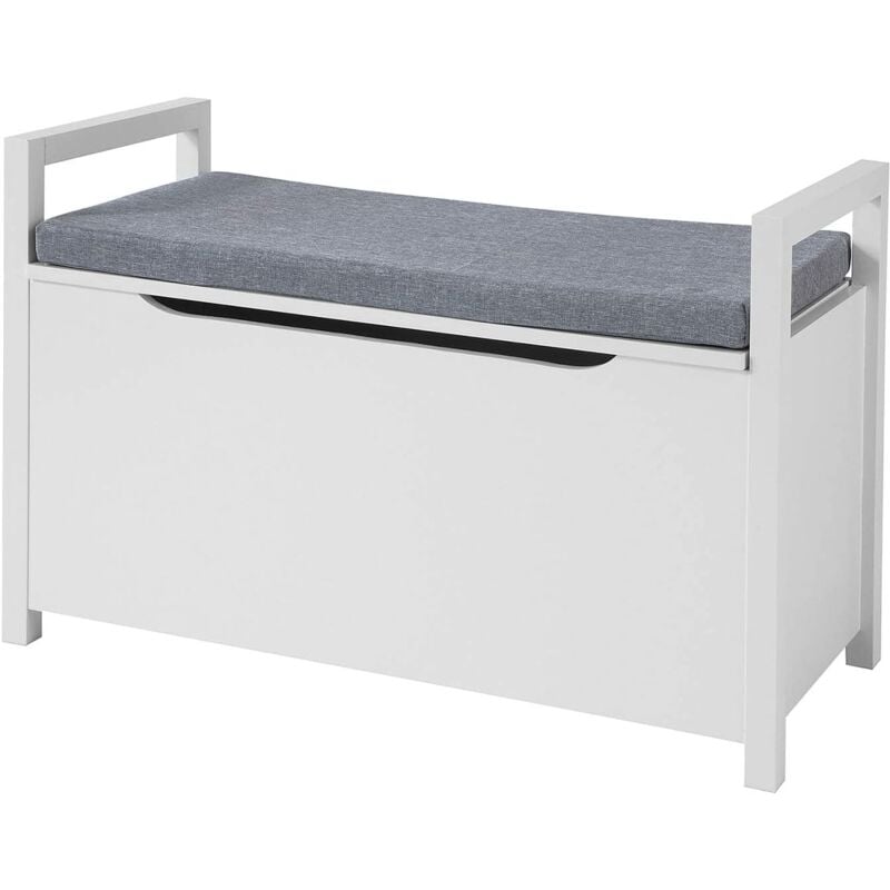 Banc de Rangement Meuble Bas Entrée avec Coussin Rembourré, Rangement Jouets pour Enfants Sobuy FSR76-W