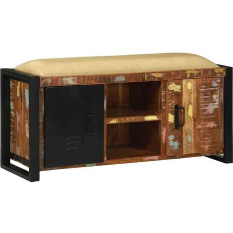 Banc de rangement Multicolore Bois massif de récupération CFW510563