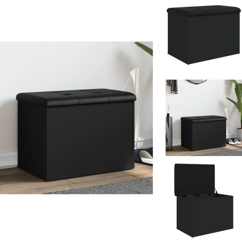 Vidaxl - Banc de rangement noir 62x42x45 cm bois d'ingénierie - Banc Coffre - Banc Rangement - Banc Entrée - Meuble Rangement - Mobilier Intérieur