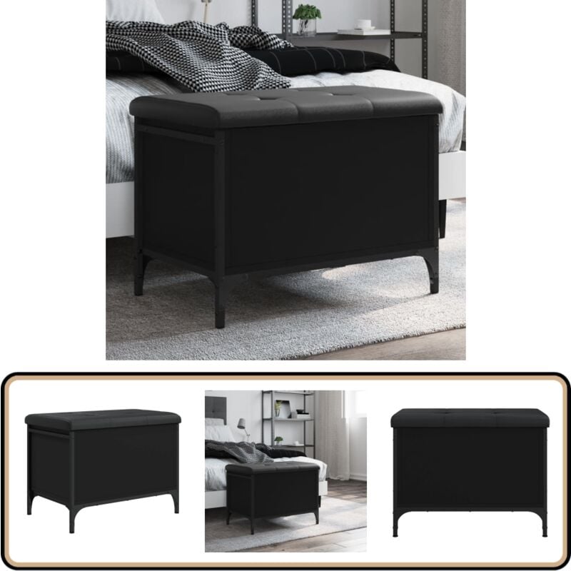 Vidaxl - Banc de rangement noir 62x42x45 cm bois d'ingénierie - Meuble De Rangement - Banc Coffre - Banc Intérieur - Banc Design - Banc Moderne