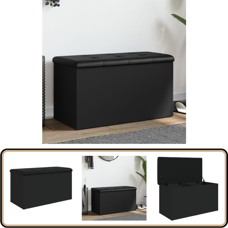 Vidaxl - Banc de rangement noir 82x42x45 cm bois d'ingénierie - Banc Coffre - Banc Rangement - Banc Entrée - Meuble Rangement - Mobilier Intérieur