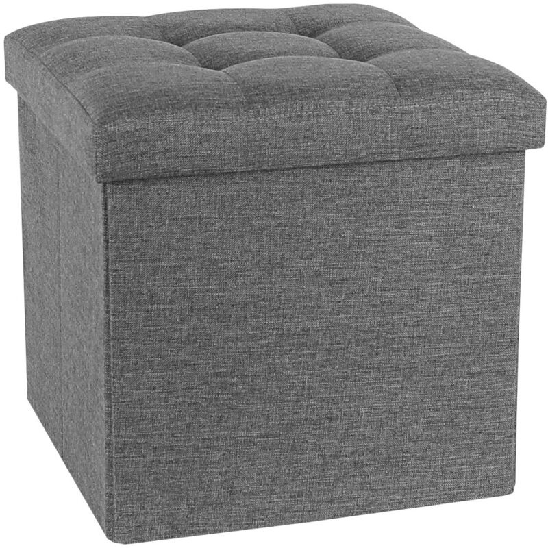 Bolli - Banc de Rangement, Ottoman avec Espace de Stockage, Coffre de Rangement Intérieur Repose-Pieds, pour Salon, Chambre, Entrée(Gris 38x38x38cm)