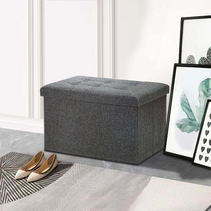 Bolli - Banc de Rangement, Ottoman avec Espace de Stockage, Coffre de Rangement Intérieur Repose-Pieds, pour Salon, Chambre, Entrée(Gris 76x38x38cm)
