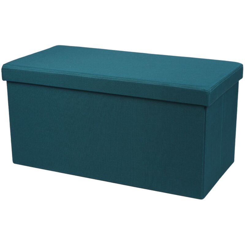 Banc de rangement pliable en tissu "Kube" - Bleu - L 76 x P 38 x H 38 cm - Livraison gratuite