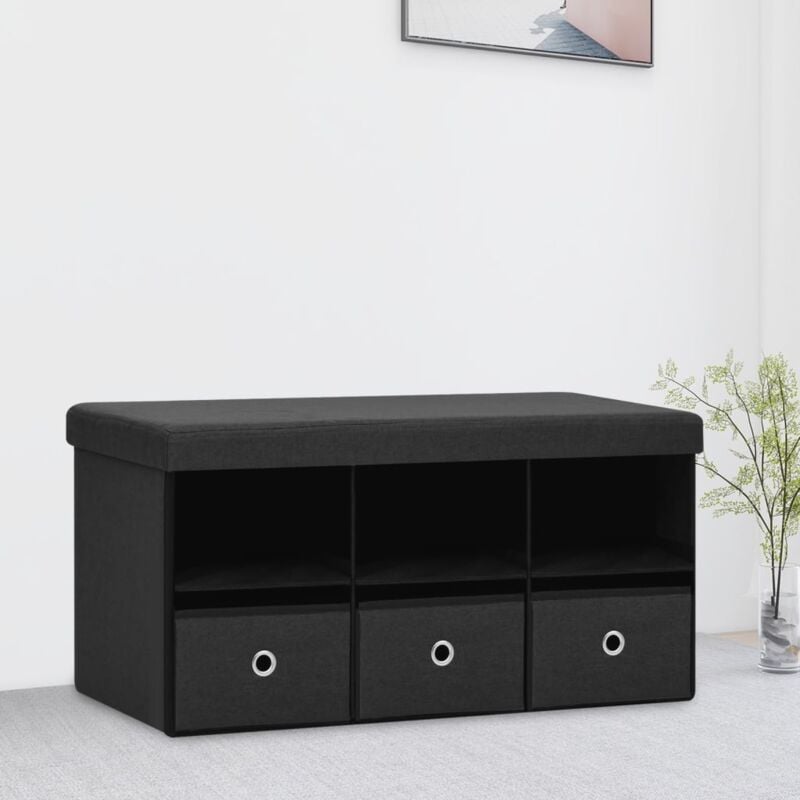 Vidaxl - Banc de rangement pliable Noir 76x38x38 cm Faux lin