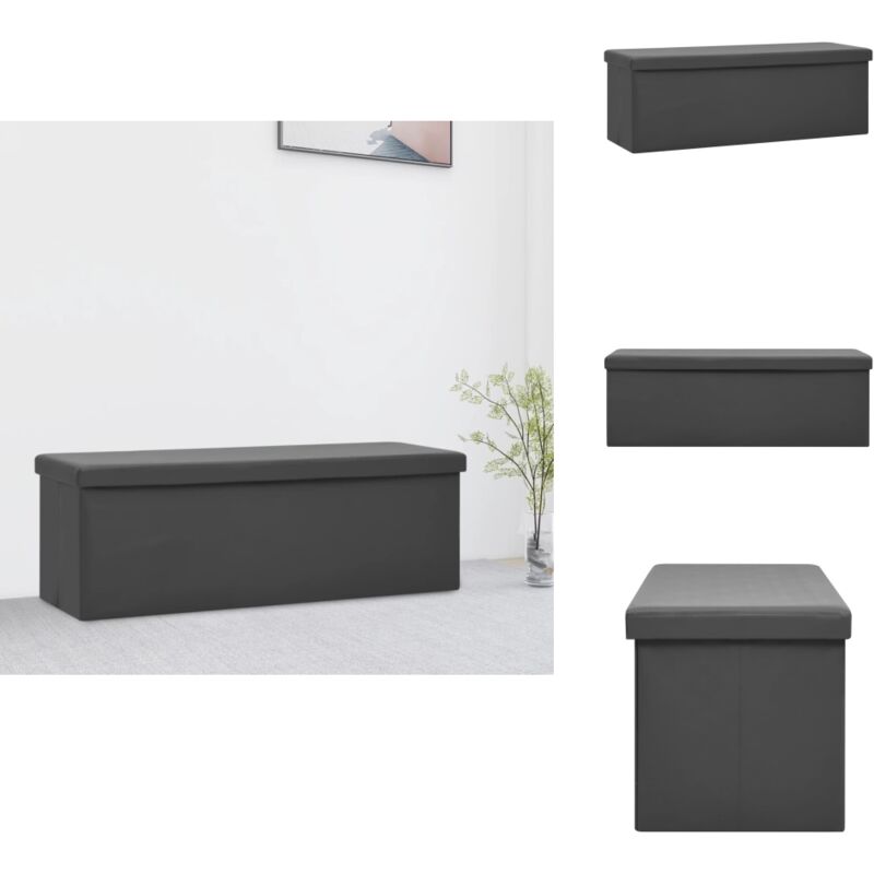 Banc de rangement pliable Gris pvc - Banc De Rangement - Banc Pliant - Meuble De Rangement - Banc Entrée - Coffre De Rangement