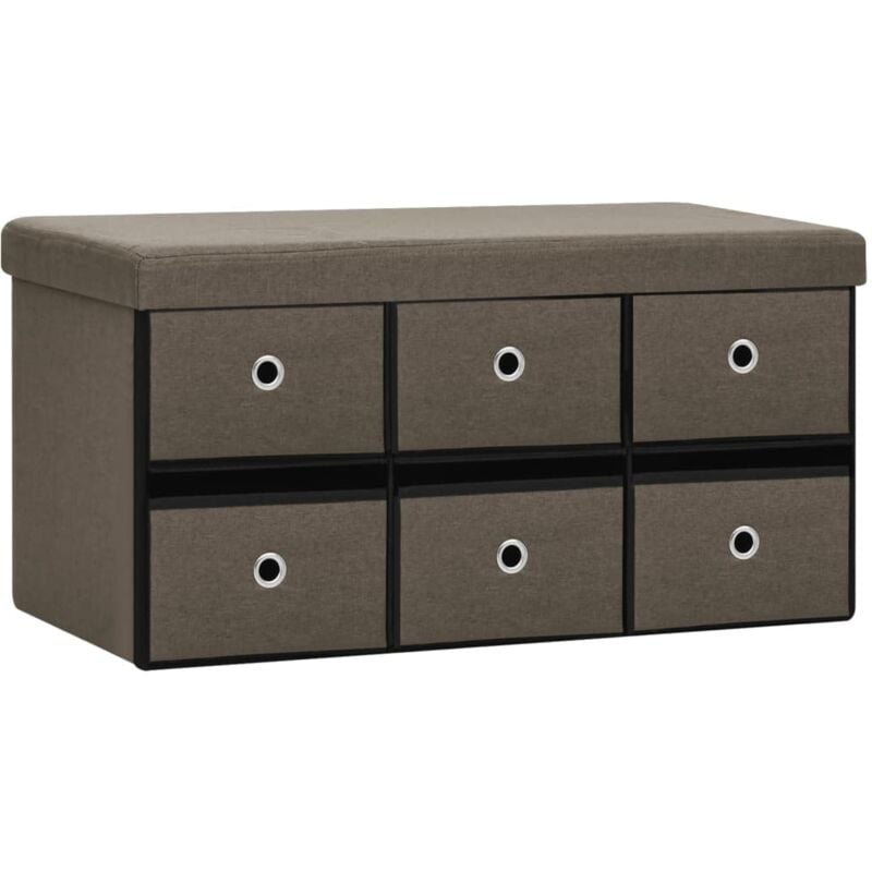 Banc de rangement pliable Marron 76x38x38 cm Faux lin vidaXL