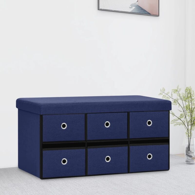Vidaxl - Banc de rangement pliable Bleu 76x38x38 cm Faux lin