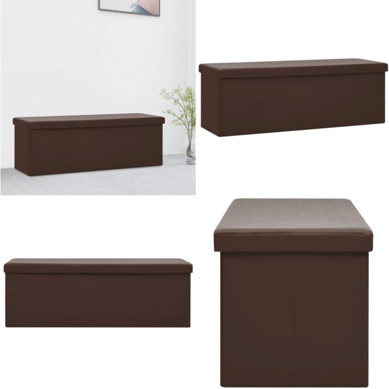 Vidaxl - Banc de rangement pliable Marron pvc - Banc De Rangement - Banc Pliable - Banc Entrée - Meuble Rangement - Mobilier Intérieur - Home & Living