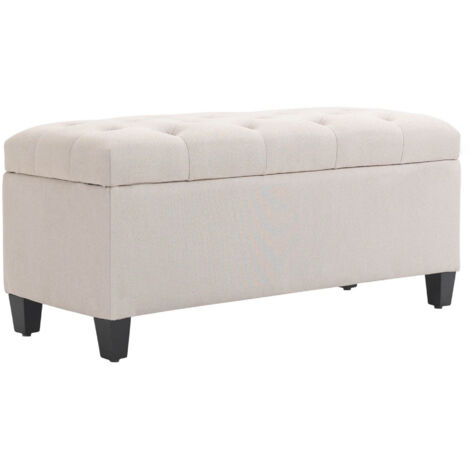 Banc de rangement pouf salon bout de lit coffre de rangement pour salon, chambre, entrée, 100 x 40 x 44 cm, blanc
