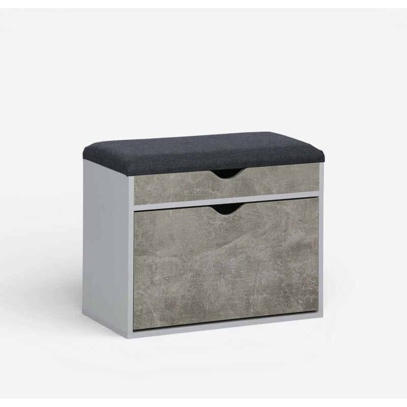 Banc de rangement pour chaussures avec coussin rembourré Aroka - Gris