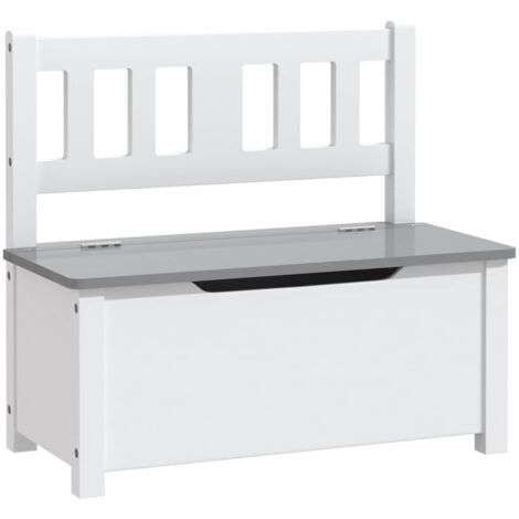 Banc de rangement pour enfants Blanc et gris 60x30x55 cm MDF CFW229792