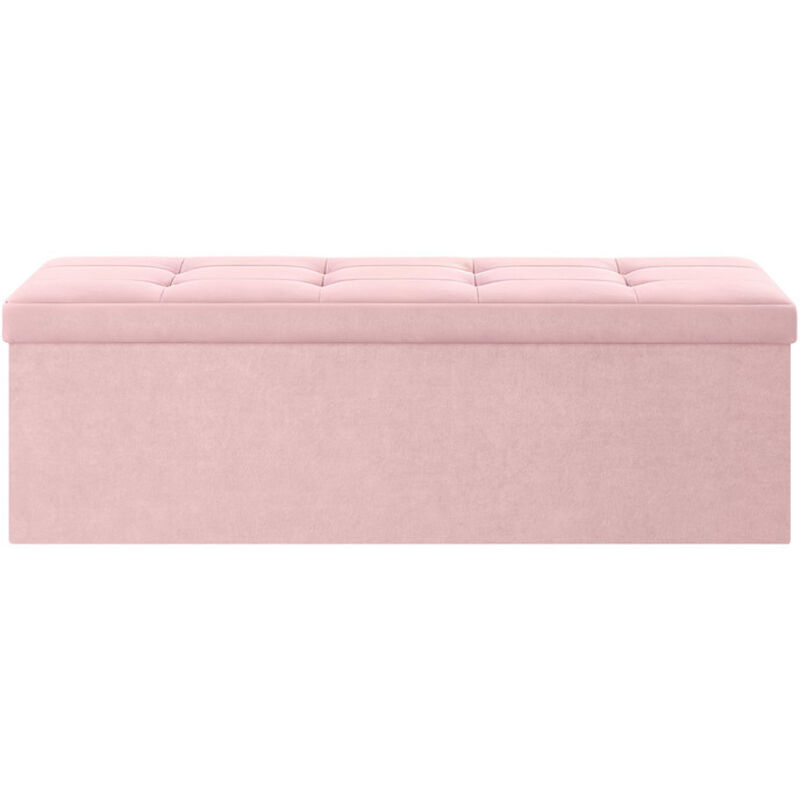 Banc de Rangement, Repose-Pieds Pliable, 38 x 110 x 38 cm, Coffre, Pouf, pour Salon, Chambre, Entrée, Rose Bonbon