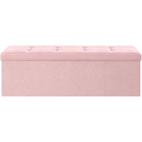 Banc de Rangement, Repose-Pieds Pliable, 38 x 110 x 38 cm, Coffre, Pouf, pour Salon, Chambre, Entrée, Rose Bonbon