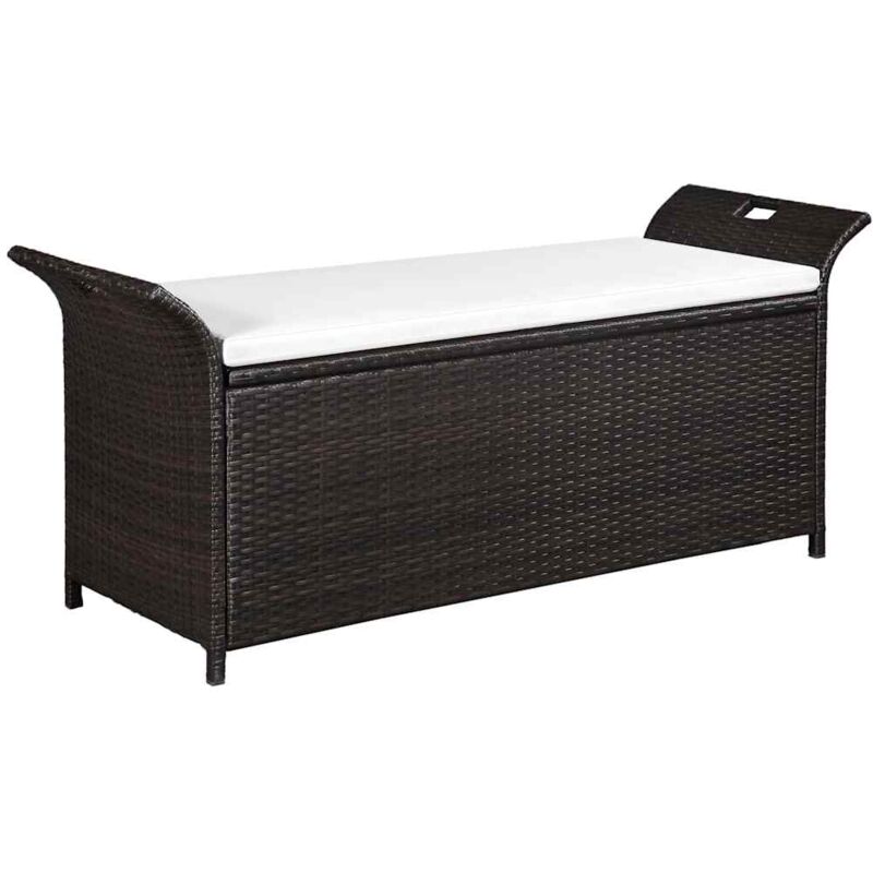 Banc de jardin avec coussin 138 cm Résine tressée Marron