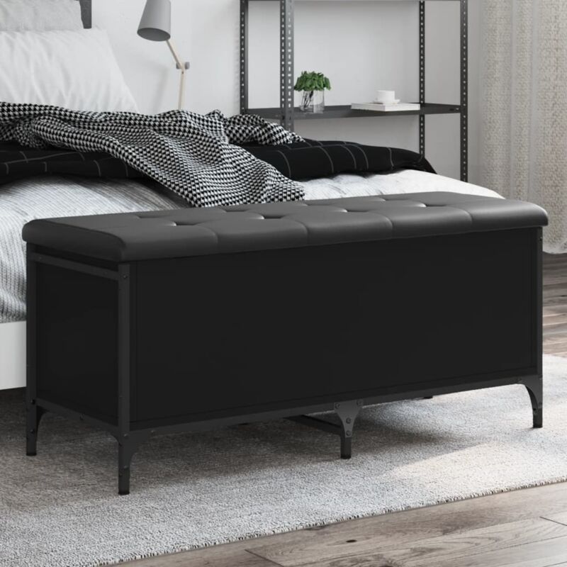 Banc de rangement noir 102x42x45 cm bois d'ingénierie vidaXL