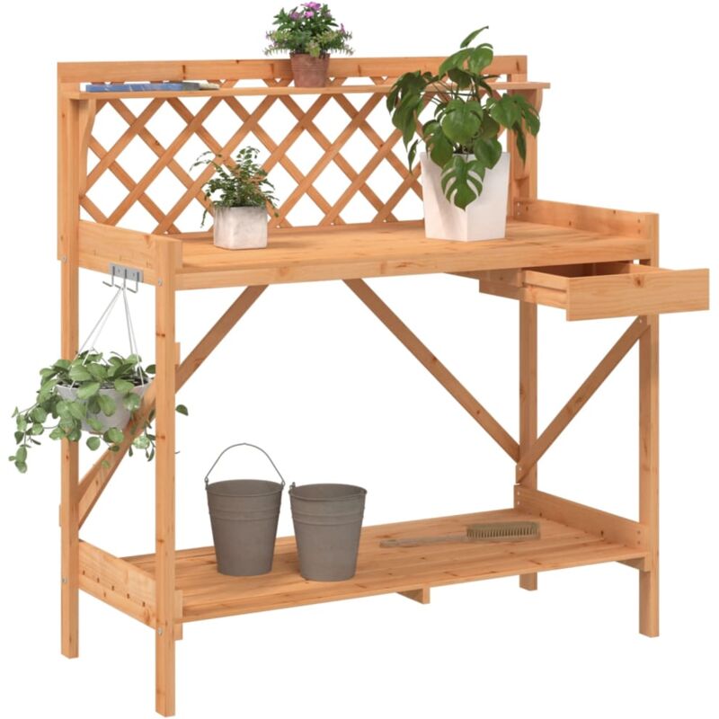 Vidaxl - Banc de rempotage avec treillis marron bois massif de sapin